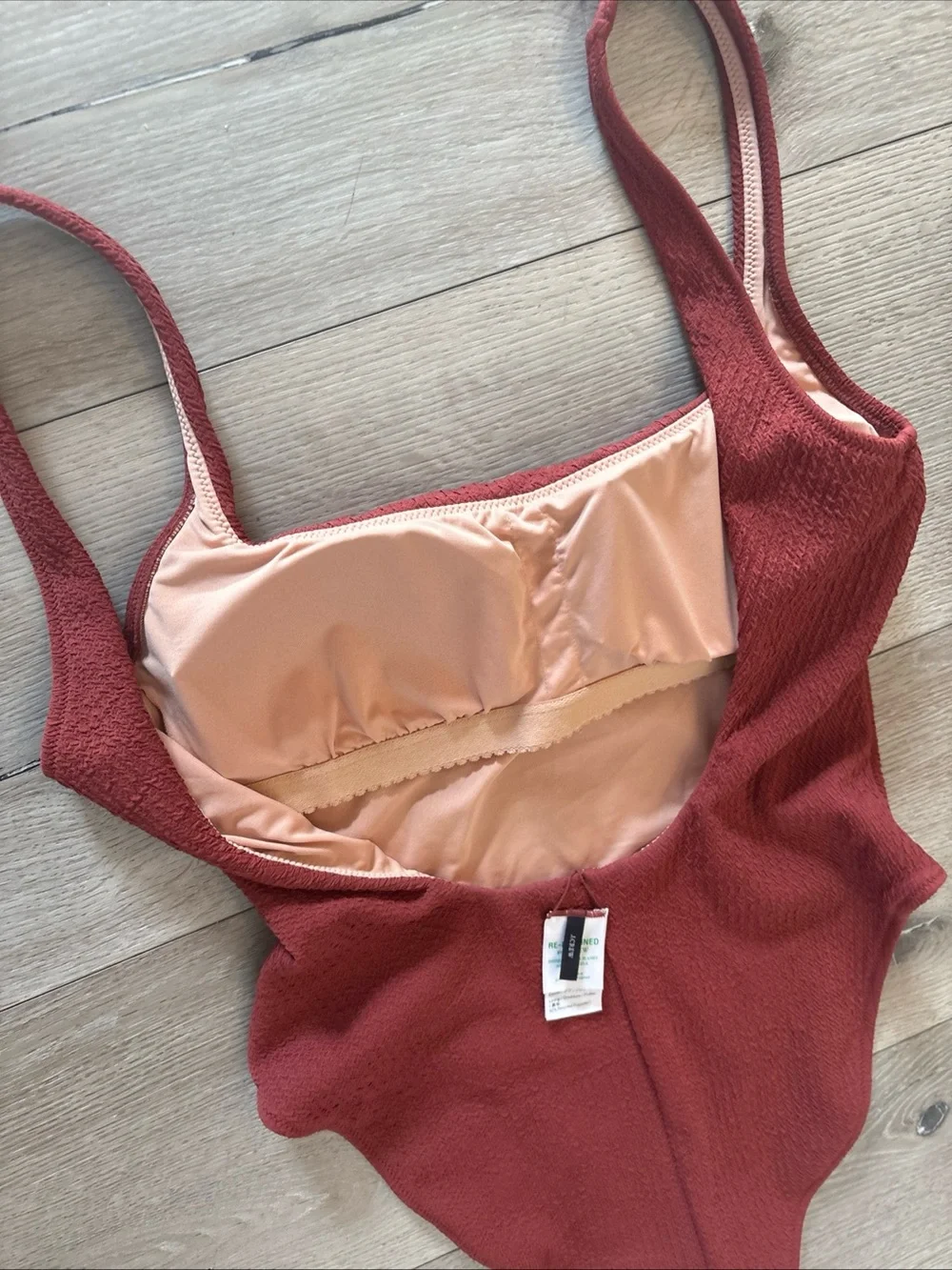 EUC J. Crew Textured Square Neck Scoop Back One Piece Swimsuit Sz 6 Brown